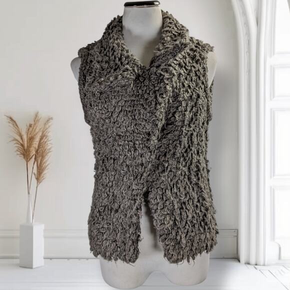 IRO Paris Catleen Boucle Knit Vest Gray Sleeveless Cowl Neck Layering Sweater 36 - Picture 2 of 16